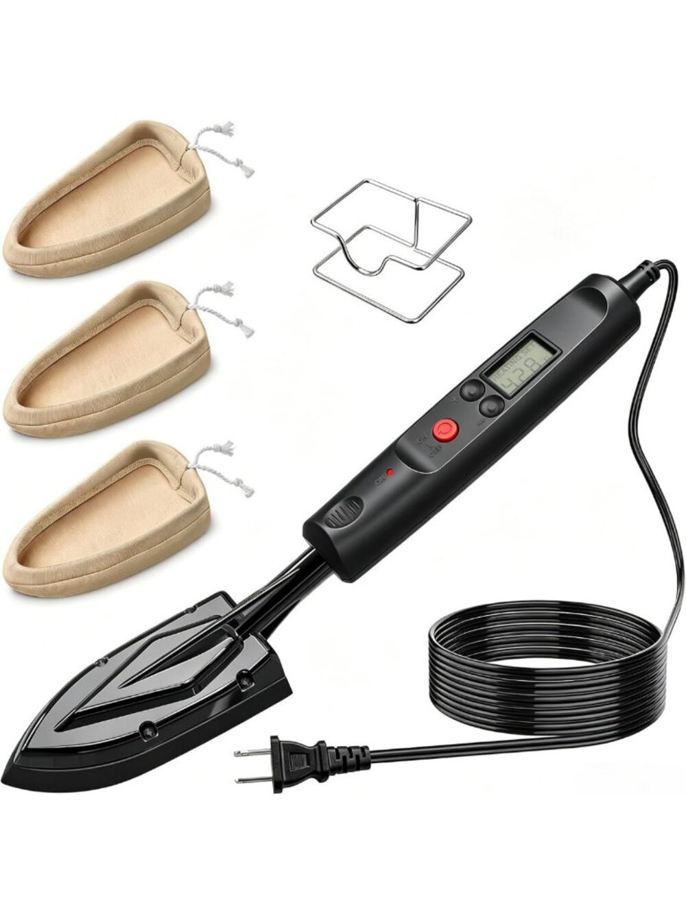 Adjustable Edge Banding Iron with LCD Display, Metal Stand & 3 Socks, Precision